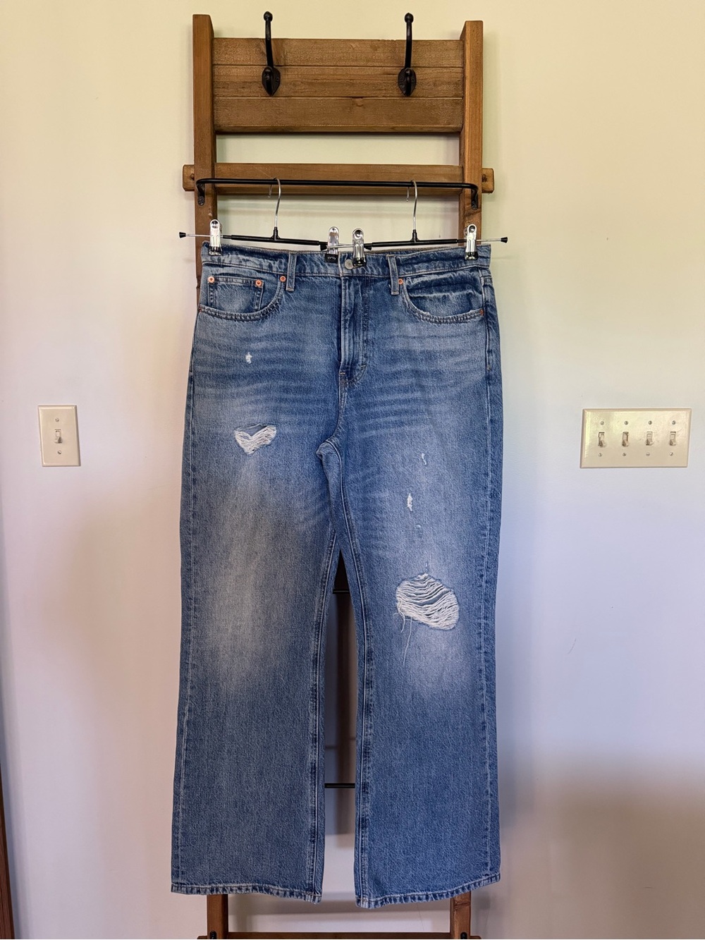 Lucky Brand Distressed Wide Leg Jeans | Size 12/31 | Light Wash